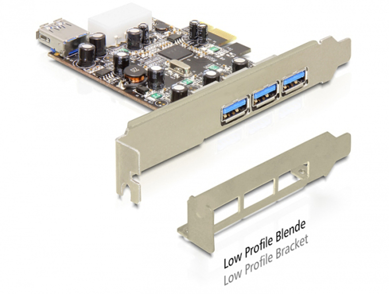 Delock PCIe-kort > 3 x extern + 1 x intern USB3.0 - 89281