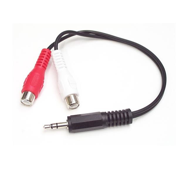 6in Stereo Audio Y-Cable - 3.5mm Male to 2x RCA Female - Headphone Jack to RCA - Computer / MP3 to Stereo 1x Mini-Jack 2x RCA (MUMFRCA) Audiokabel Sort 15.24cm - MUMFRCA