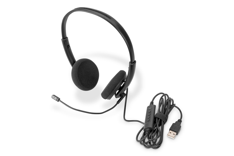 DIGITUS On Ear Office Headset, USB On Ear, noise reduction, USB (DA-12203)