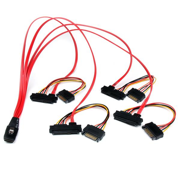 StarTech Internal Serial Attached SCSI Mini SAS Cable - Internal SAS cable (Serial Attached SCSI) - SAS 6Gbit/s - 36 PIN 4iMini MultiLane - 15 PIN SATA Power, internal SAS, 29-pin (SFF-8482) - 50cm - Red (SAS808782P50) - SAS808782P50