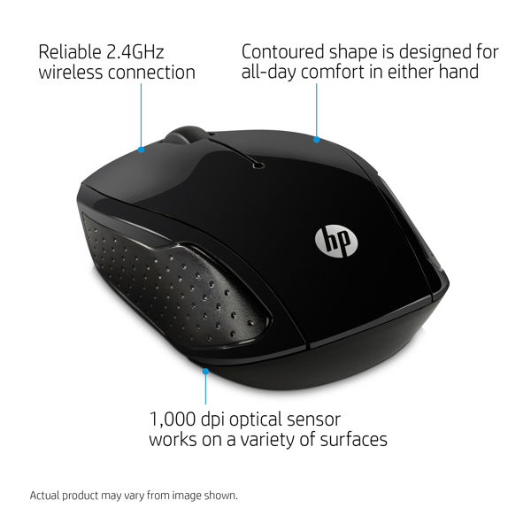 Souris optique sans fil ambidextre HP 200 2,4 GHz (X6W31AA#ABB)