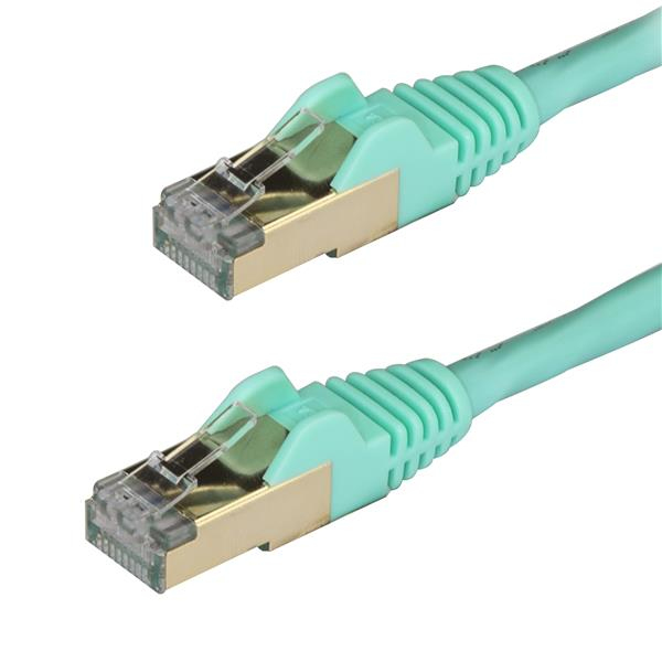 StarTech.com 1.5 m CAT6a Cable - Aqua - RJ45 Ethernet Cable - Snagless - CAT6a STP Cord - Copper Wire - 10Gb - Patch-Kabel - 1.5 m - Aquamarin - 6ASPAT150CMAQ