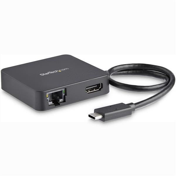 StarTech USB-C Multiport Adapter - USB Type C to 4K HDMI / USB 3.0 / Gigabit Ethernet - Powered USB Hub - USB-C to USB Adapter - external video adapter - Black - DKT30CHD