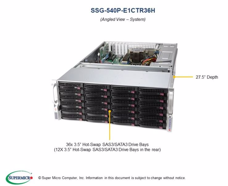 SuperMicro Barebone UP Storage SuperServer SSG-540P-E1CTR36H Noir