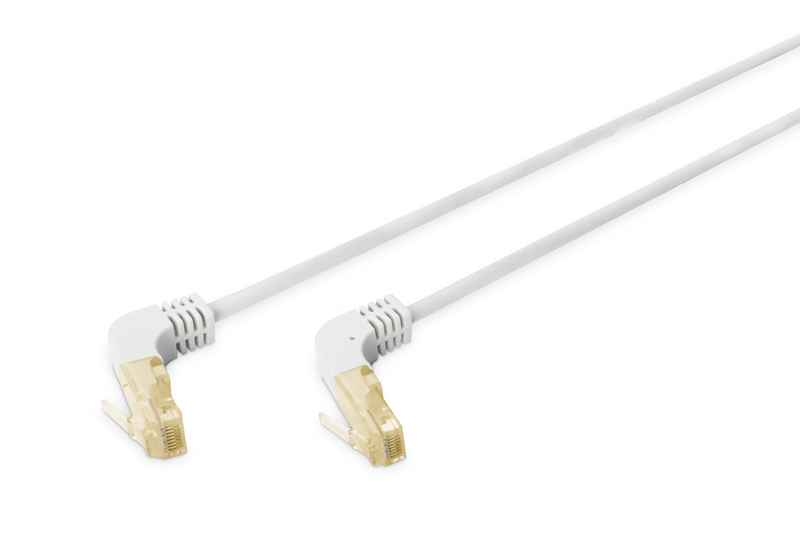 DIGITUS DK-1644-A-10090 CAT 6A S-FTP 90 abgewinkeltes Patchkabel Cu LSZH AWG 26/7 Länge 10m Färg grå