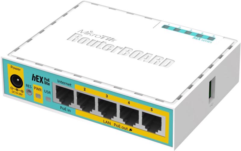 MikroTik hEX PoE lite RouterOS L4 Ethernet Router (RB750UPR2_D)