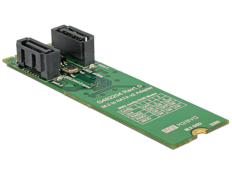 Delock 62961 - M.2 - SATA - Vert - Asmedia ASM1092R - 6 Gbit/s - 0.1, JBOD