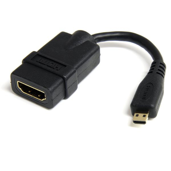 Lenovo StarTech.com 5in High Speed HDMI Adapter Cable - HDMI to HDMI Micro – F/M - 0.12 m - HDMI Type A (Standard) - HDMI Type D (Micro) - Black - HDADFM5IN