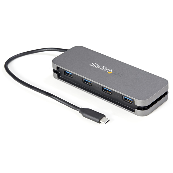 StarTech 4 Port USB-C Hub - 3x USB-A - 5Gbit/s USB 3.0 Type-C Hub (3.2/3.1 Gen 1) - Bus Powered - Portable USB-C to USB-A Adapter Hub - 28.5cm Cable Integrated Host Cable (HB30CM4AB) - Hub - 4 x USB 3.2 Gen 1 - Desktop - HB30CM4AB