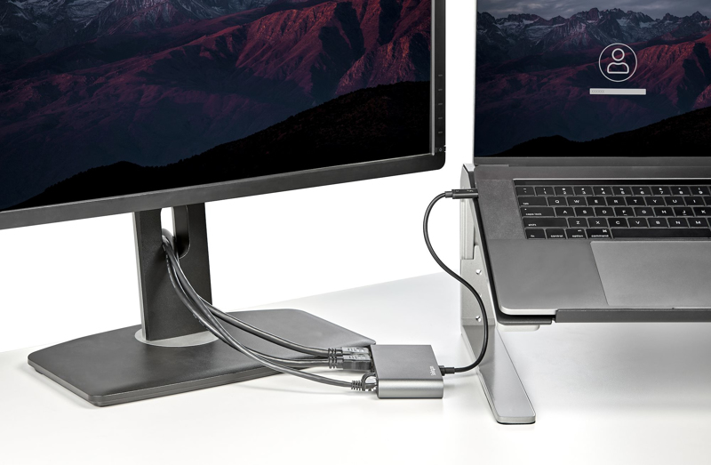StarTech Thunderbolt 3 Mini Dock - Portable Dual Monitor TB3 Laptop Docking Station HDMI 4K 60Hz - 2x USB-A & GbE - 27.90cm (11") (28cm) cable (TB3DKM2HDL) - Docking station - Thunderbolt 3 - 2 x HDMI - GigE - TB3DKM2HDL