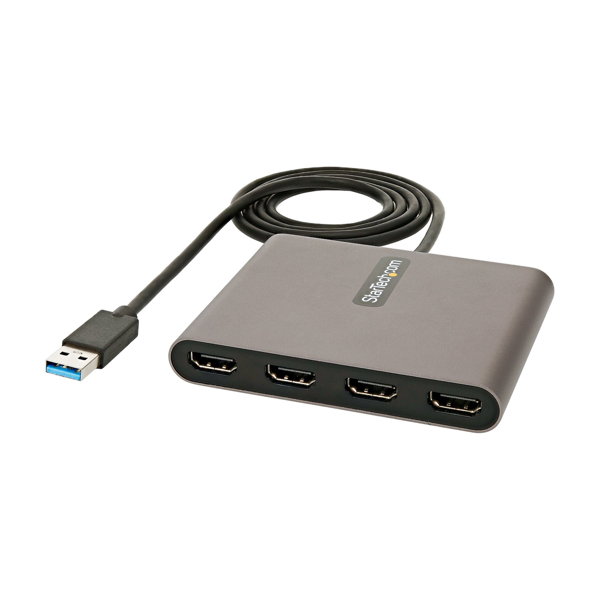 USB 3.0 to 4 HDMI Adapter, External Video & Graphics Card, USB Type-A to Quad HDMI Monitor Display Adapter Dongle, 1080p 60Hz, USB 3.0 to - USB32HD4