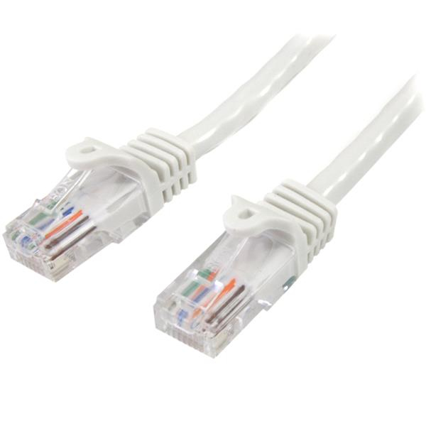 StarTech Cat5e Ethernet Patch Cable with Snagless RJ45 Connectors - 10 m - White - 10 m - Cat5e - U/UTP (UTP) - RJ-45 - RJ-45 - White - 45PAT10MWH