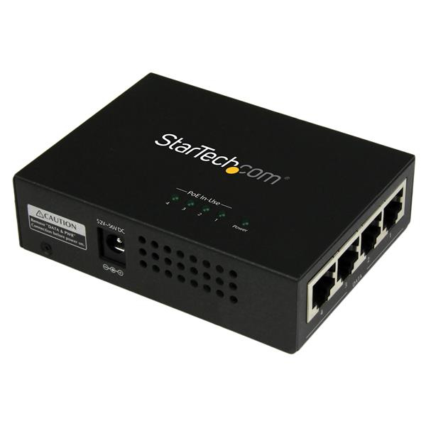 Injecteur PoE+ Midspan Gigabit 4 ports StarTech POEINJ4G