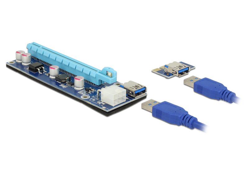 Delock 41426 - Riser card PCIe x1 > x16 with 60 cm USB cable - 41426