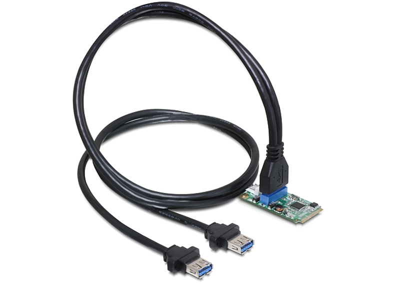Delock MiniPCIe I/O PCIe full size 1 x 19 pin USB3.0 pin header - 95234