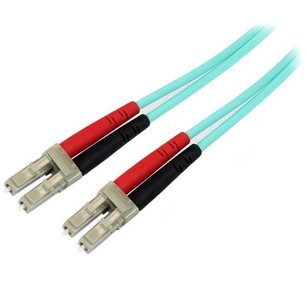 StarTech Aqua OM4 Duplex Multimode Fiber - 2m / 6 ft - 100 Gb - 50/125 - OM4 Fiber - LC to LC Fiber Patch Cable (450FBLCLC2) - Network cable - 2 m - Aquamarine - 450FBLCLC2