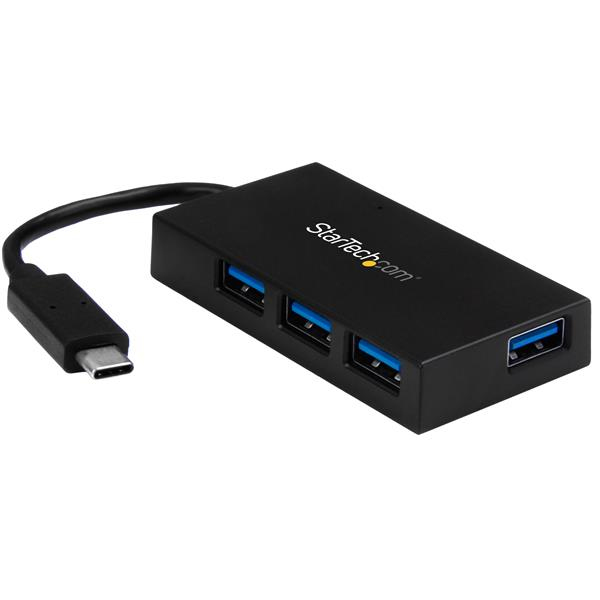 StarTech 4 Port USB 3.0 Hub - USB-C to 4x USB-A - Includes power adapter - Compact USB C Hub - USB Type C Hub - USB Hub - USB Type C - Hub - 4 ports - HB30C4AFS