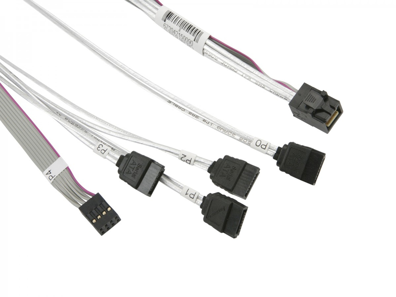 Supermicro MiniSAS HD / 4 SATA 0,75 m - 0,75 m - MiniSAS - SATA - Gris - Blanc - Cuivre