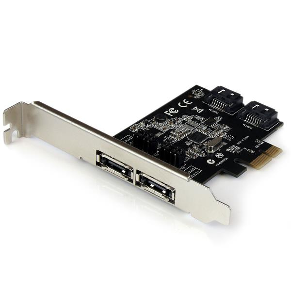 2 Port PCI Express SATA 6 Gbps eSATA Controller Card - Dual Port PCIe SATA III Card - 2 Int/2 Ext - SATA III 6Gbps (PEXESAT322I) Lagring control - PEXESAT322I