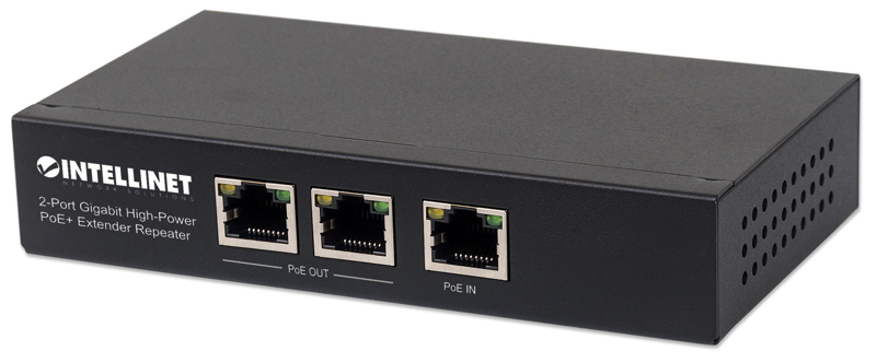 Répéteur d'extension PoE+ haute puissance Gigabit Intellinet à 2 ports