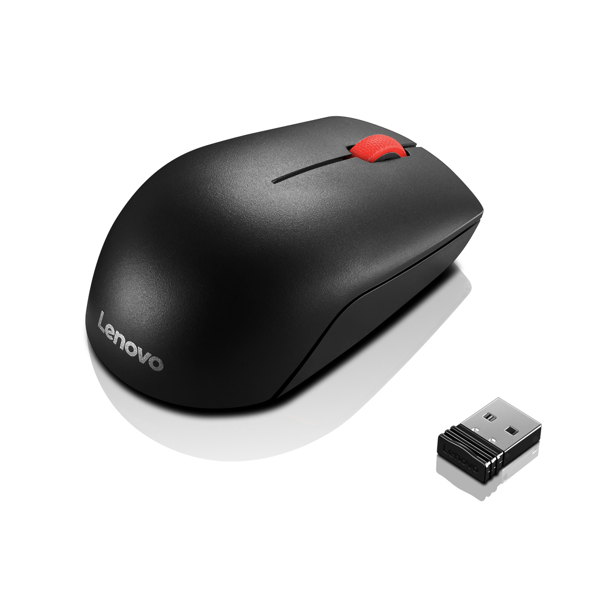 Essential Compact - Maus - rechts- und linkshändig - 3 Tasten - kabellos - 2,4 GHz - kabelloser Empfänger (USB) - Svart - OEM - för 720-18, ThinkPad A285, P1, X1 Extreme, ThinkStation P330, V130-20, V530-15, V530-22 (4Y50R20864)