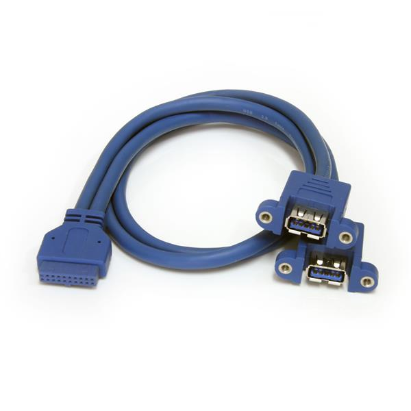 StarTech 2 Port Panel Mount USB 3.0 Cable - USB A to Motherboard Header Cable F/F - 2 x USB A - IDC - 0.5 m - Blue - USB3SPNLAFHD