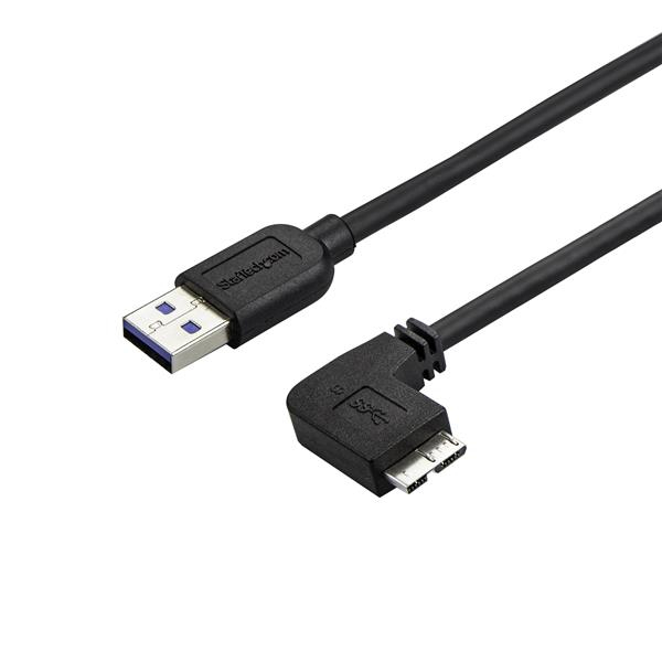 StarTech Slim Micro USB 3.0 Cable - M/M - Right-Angle Micro-USB - 0.5m (20in) - 0.5 m - USB A - Micro-USB B - USB 3.2 Gen 1 (3.1 Gen 1) - 5000 Mbit/s - Black - USB3AU50CMRS