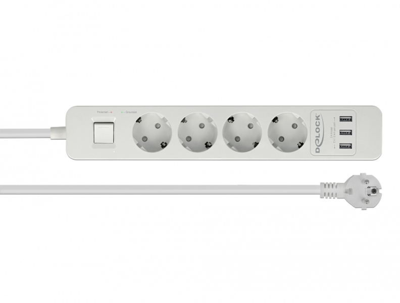 Delock 11206 - 1,5 m - 4 prises secteur - Intérieur - Type F - Blanc