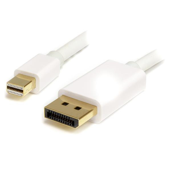 StarTech 3m (10 ft) White Mini DisplayPort to DisplayPort 1.2 Adapter Cable M/M - DisplayPort 4k - 3 m - DisplayPort - mini DisplayPort - Gold - White - Male/Male - MDP2DPMM3MW