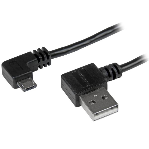 StarTech Micro-USB Cable with Right-Angled Connectors - M/M - 1m (3ft) - 1 m - USB A - Micro-USB B - USB 2.0 - Male/Male - Black - USB2AUB2RA1M