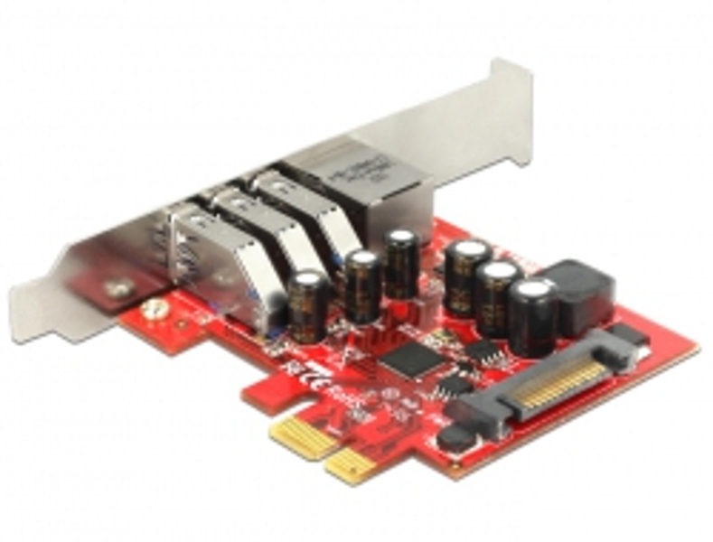 Delock PCIe card > 3 x external USB3.0 + 1 x external Gigabit LAN - 89382