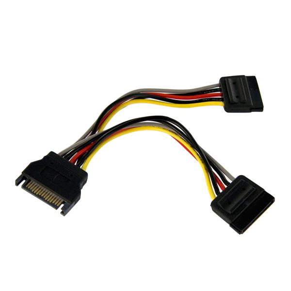 StarTech 6in SATA Power Y Splitter Cable Adapter - M/F - 0.15 m - SATA 15-pin - 2 x SATA 15-pin - Male - Female - Straight - PYO2SATA
