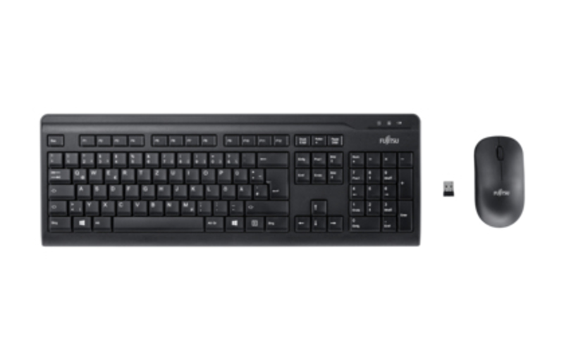 Fujitsu Wireless Keyboard Set LX410 - Standard - RF Wireless - Membrane - QWERTY - Black - Mouse included