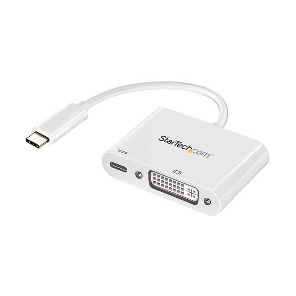 StarTech USB-C to DVI Adapter with USB Power Delivery - 1920 x 1200 - White - External video adapter - Parade PS171 - USB-C - DVI - white - CDP2DVIUCPW