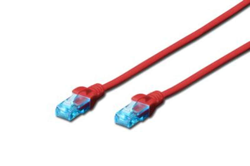 DIGITUS CAT 5e U-UTP Patchkabel PVC AWG 26/7 Länge 0,5 m röd färg