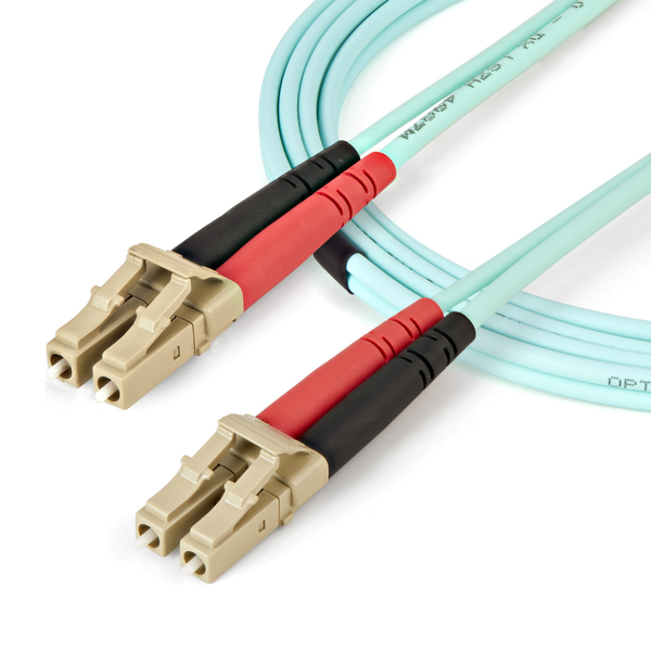 StarTech Aqua OM4 Duplex Multimode Fiber - 1m / 3 ft - 100 Gb - 50/125 - OM4 Fiber - LC to LC Fiber Patch Cable (450FBLCLC1) - Network cable - 1 m - Aquamarine - 450FBLCLC1