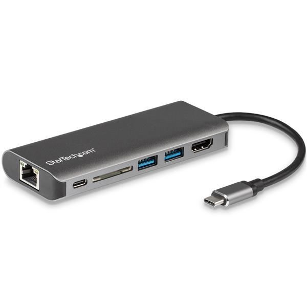 StarTech USB-C multiport adapter - 2x USB 3.0 / HDMI / SD / Gigabit Ethernet - with power supply (USB PD) - USB C dock - docking station - USB-C / Thunderbolt 3 - DKT30CSDHPD