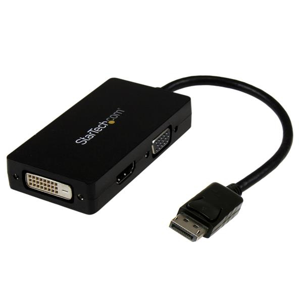 StarTech Travel A/V adapter: 3-in-1 DisplayPort to VGA DVI or HDMI converter - 0.15 m - 1920 x 1200 pixels - 1080p - Black - CE - FCC - REACH - 0 - 70 °C - DP2VGDVHD