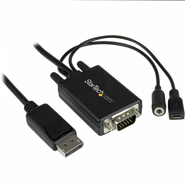StarTech DisplayPort to VGA Adapter Cable with Audio - 10ft (3m) - 3 m - DisplayPort - VGA (D-Sub) - Male - Male - Straight - DP2VGAAMM3M