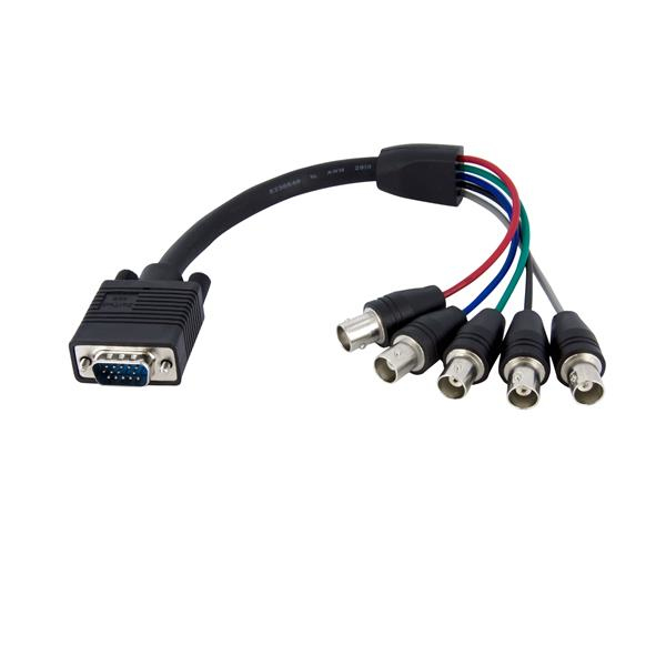 StarTech.com Coax HD15 VGA to 5 BNC RGBHV Monitor Cable - VGA-Kabel - HD-15 (M) - BNC (W) - 30cm - Schwarz (VGABNCMF1) - VGABNCMF1