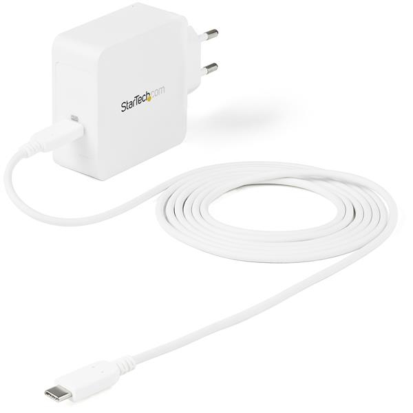 StarTech USB C Wall Charger - 60W PD 1m cable - Portable Travel USB Type C Fast Charge Universal Laptop Adapter - USB IF/CE Certified (WCH1CEU) - Power adapter - 60 Watt - 3 A (USB-C with power delivery) - on cable: USB-C - WCH1CEU