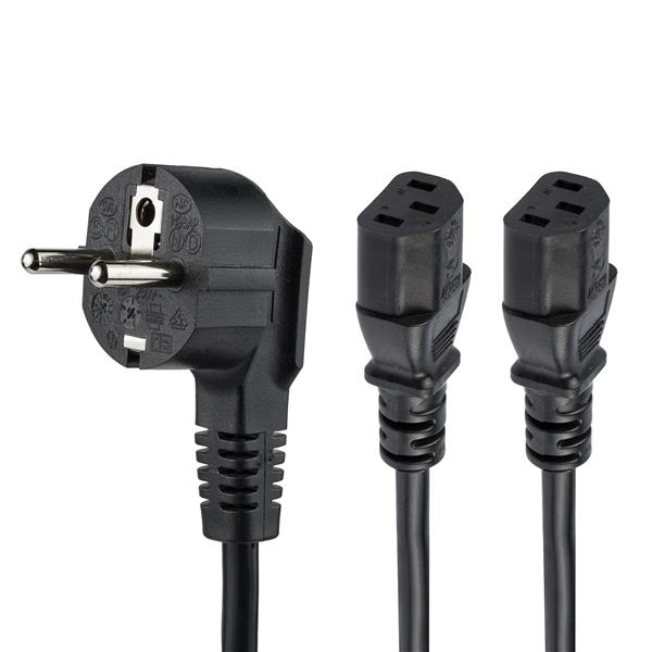 Câble d'alimentation StarTech C13 Schuko CEE7 vers 2x C13 2 m