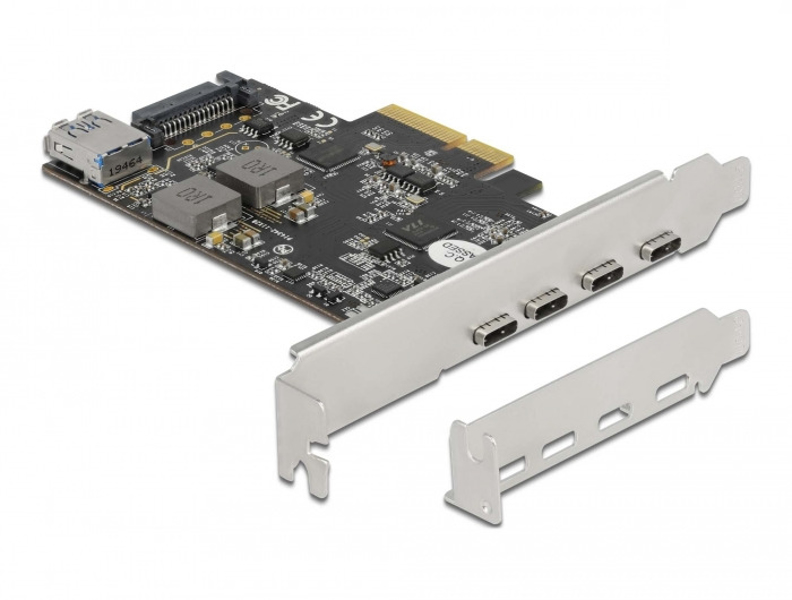 Delock PCIe x4-kort till 4 x USB Type-C + 1 x USB Type-A - 90059