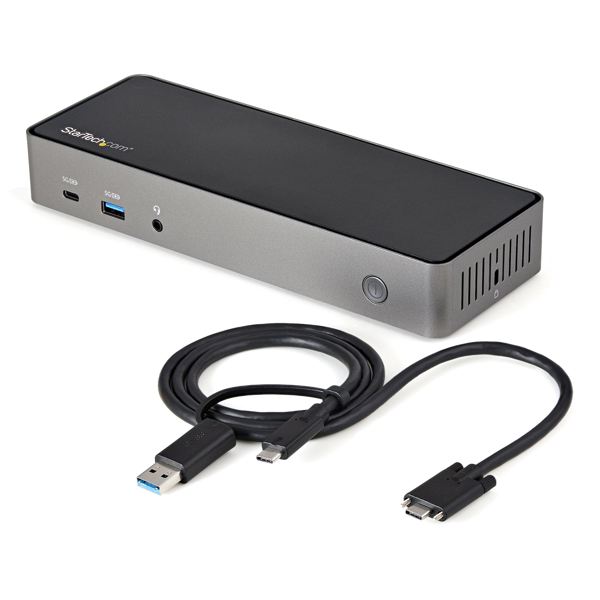 StarTech USB-C & USB-A Dock - Hybrid Universal Triple Monitor Laptop Docking Station DisplayPort & HDMI 4K 60Hz - 85W Power Delivery, 6x USB Hub, GbE, Audio - USB 3.1 Gen 2 10Gbps - Docking station - USB-C - 3 x HDMI, 3 x DP - GigE - 85 Watt - DK31C3HDPDUE