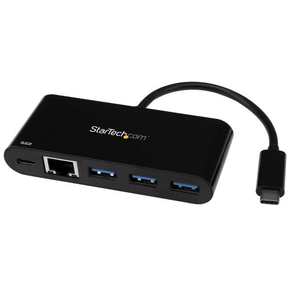 StarTech USB-C to Ethernet Adapter with 3 Port USB 3.0 Hub and Power Delivery - USB-C GbE Adapter with USB Hub and 3 USB A ports - network adapter - US1GC303APD