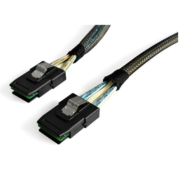 StarTech.com 100cm Serial Attached SCSI SAS Cable - SFF-8087 to SFF-8087 - Internes SAS-Kabel - mit Sidebands - 4-Lane - 36 PIN 4iMini MultiLane (S) bis 36 PIN 4iMini MultiLane (S) - 1 m (SAS8787100) - SAS8787100