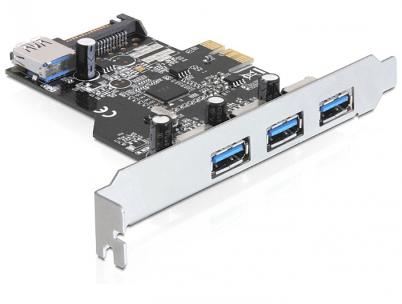 Delock PCIe-kort > 3 x external + 1 x internal USB3.0 - 89301
