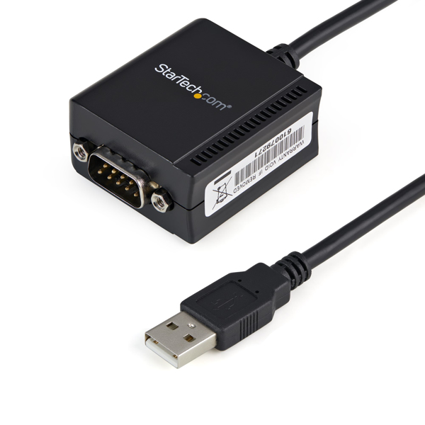 StarTech.com 1 Port FTDI USB to Serial RS232 Adapter Cable with COM Retention - DB-9 - USB 2.0 A - 0.2 m - Black - ICUSB2321F
