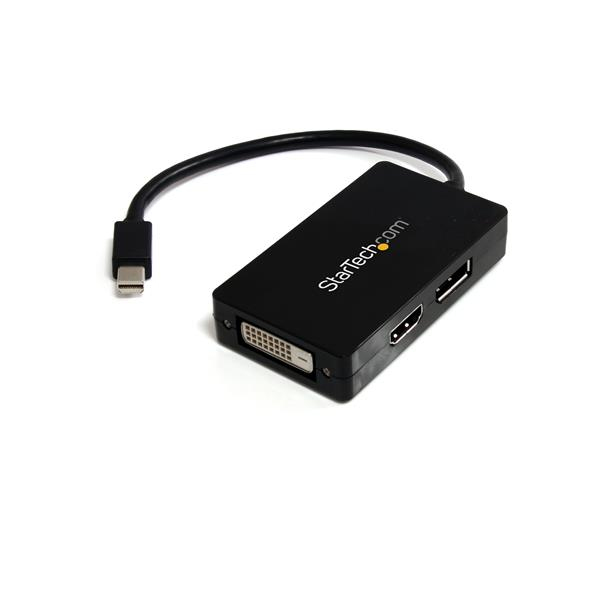 StarTech Travel A/V adapter: 3-in-1 Mini DisplayPort to DisplayPort DVI or HDMI converter - 0.15 m - 1 x Mini-DisplayPort - 1 x DisplayPort - 1 x DVI-D - 1 x HDMI - Male - Female - Straight - MDP2DPDVHD