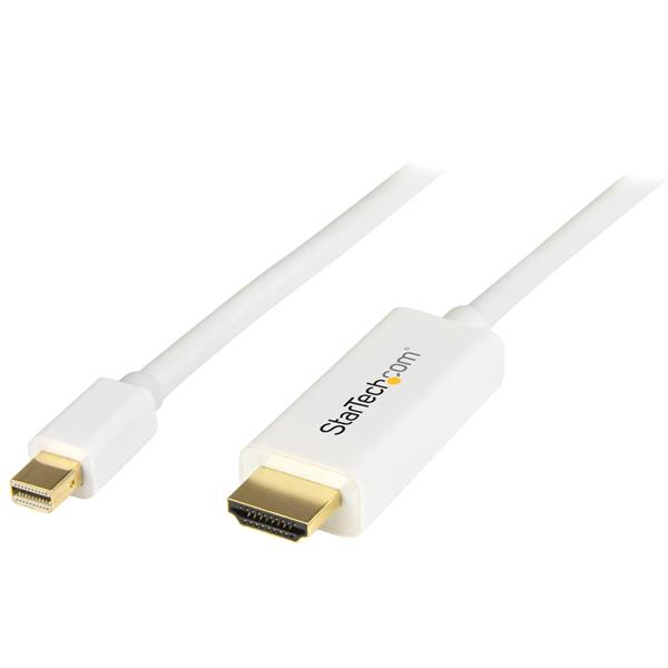 StarTech Mini DisplayPort to HDMI Converter Cable - 3 ft (1m) - 4K - White - 1 m - Mini DisplayPort - HDMI Type A (Standard) - Male - Male - Straight - MDP2HDMM1MW